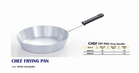 KK Metal Finish Chef Frying Pan (Cilicon Grip Handle) (26CM)